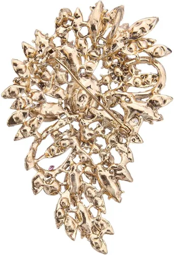 Vista 2 de Broche EVER FAITH para ramo con hojas y flores de cristal austriaco para mujer