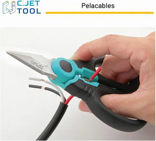 Vista 9 de C.JET TOOL Tijeras de electricista de acero inoxidable de 6 pulgadas para cable blando de cobre de aluminio (turquesa)