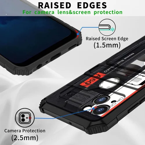 Vista 6 de Funda tipo cartera para iPhone 14 con soporte para tarjeta de crédito y soporte de doble capa de policarbonato duro de TPU suave para iPhone 14