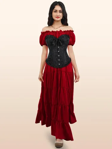 Vista 6 de Zhitunemi Tops de corsé renacentista para mujeres corsés blancos trajes de Halloween de talla grande - Ren Faire para el festival del Renacimiento