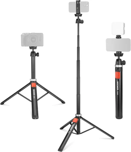 Vista 9 de NEEWER Basics Trípode con Palo de Selfie Magnético de 5.48 pies Compatible con MagSafe iPhone Android, Soporte Portátil de Viaje para Teléfono