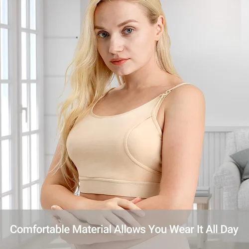 Vista 3 de Momcozy Brasier de bombeo con manos libres, brasier de lactancia ajustable para sostener bomba