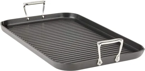 Vista 8 de All-Clad HA1 - Parrilla anodizada dura antiadherente de 11x11 pulgadas apta para horno a 350°F, ollas y sartenes, juego de utensilios de cocina negro