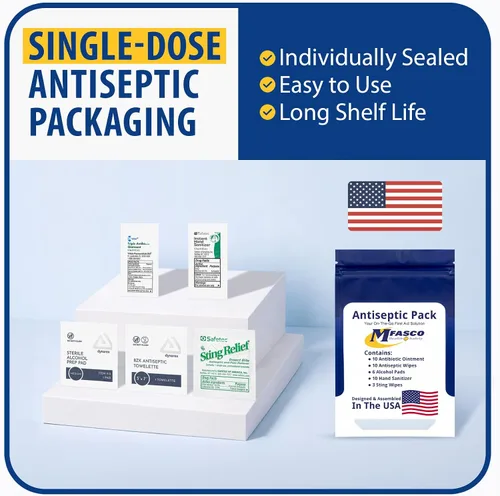Vista 7 de Kit de primeros auxilios Recarga Productos antisépticos BZK, Antiseptic Wipes, Sting Relief, Wound Ointment Essential First Aid Supplies