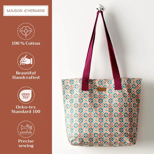 Vista 2 de Maison d' Hermine - Bolsa de lona de algodón reutilizable para mujeres, con asa para el hombro, bolsas a granel para compras y viajes