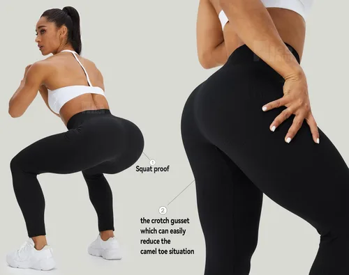 Vista 2 de HIGORUN - Leggings sin costuras para mujer, moldeadores, con diseño gráfico de sonrisas, de cintura alta, para el gimnasio, yoga o hacer ejercicio