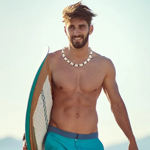 Vista 3 de Bonuci 4 piezas de collar de concha Puka para hombres, collares de surfista con cuentas, collar de playa hawaiano para mujeres, joyería, regalos