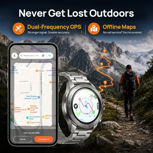 Vista 2 de mibro GS Explorer S Titanium - Reloj inteligente GPS para exteriores con Plata de titanio