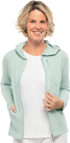 Vista 55 de Sudadera con capucha para la costa, de Coolibar, para mujer, UPF 50+, protege del sol