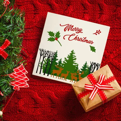 Vista 4 de Lasnten Troqueles de Navidad con temática navideña, troqueles de corte de metal para hacer tarjetas, palabras de Feliz Navidad, troquelados, álbumes