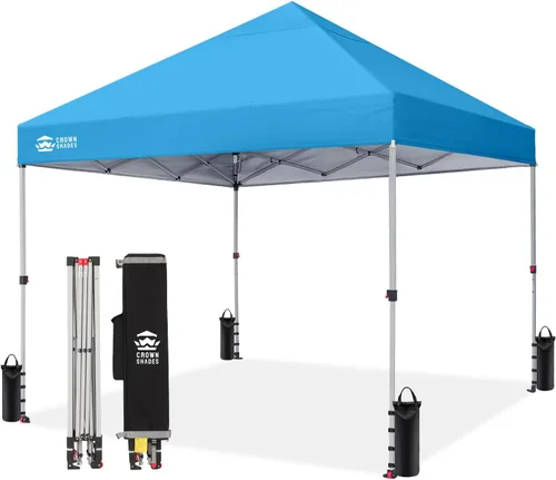 Vista 11 de CROWN SHADES Toldo desplegable de 8 x 8 pulgadas, tienda de campaña de playa con instalación CenterLok de un empuje, parasol fácil para exteriores
