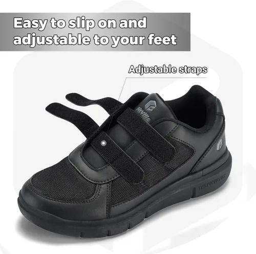 Vista 3 de FitVille Zapatos para diabéticos para hombre extra anchos, zapatos diabéticos para hombre para neuropatía, pies hinchados, alivio del dolor