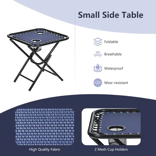 Vista 7 de HAPPYGRILL Juego de sillas de salón Zero Gravity con mesa auxiliar, sillas reclinables plegables con mesa auxiliar y almohada, juego de 3 piezas