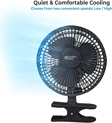 Vista 14 de COMFORT ZONE - Ventilador personal con clip y 2 velocidades de 6 pulgadas, color negro