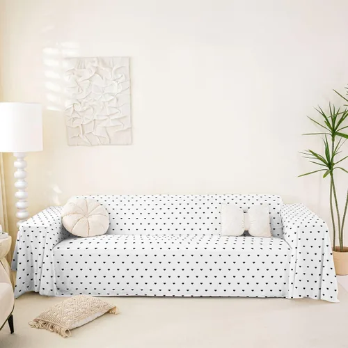 Vista 17 de Erosebridal Funda de sofá retro color beige y blanco, 71 x 91 pulgadas, estilo granja, protector de sofá, protector de sofá para hombres y mujeres