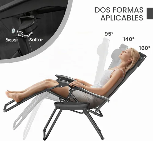 Vista 6 de Magshion Zero Gravity - Silla de camping reclinable, color negro