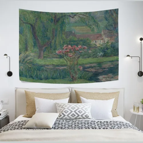 Vista 3 de WIHVE Tapiz de pared con diseño de rosas Monet, para colgar en la pared, 60 x 40 pulgadas