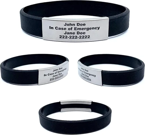 Vista 39 de Pulsera de identificación médica personalizada - Pulsera de seguridad para personas mayores grabada personalizada - Alerta de Alzheimer