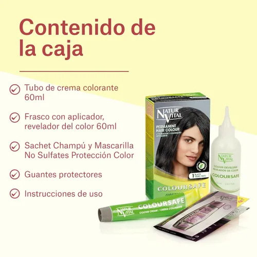 Vista 7 de Tinte permanente para el cabello, coloración permanente para el cabello. Sin amoníaco, resorcinol, parabenos o PDD. (~1 cabello negro)