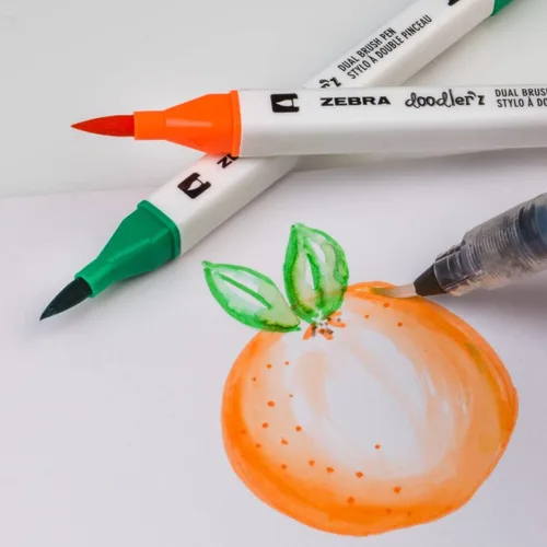 Vista 3 de Zebra Pen, doodler'z - Bolígrafos de doble pincel, colores surtidos, punta de pincel flexible y punta fina para diario, letras a mano, colorear