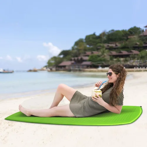 Vista 8 de Giantex Colchoneta de dormir para camping, alfombrilla autoinflable con esponja, colchón de aire impermeable para camping con bolsa de transporte