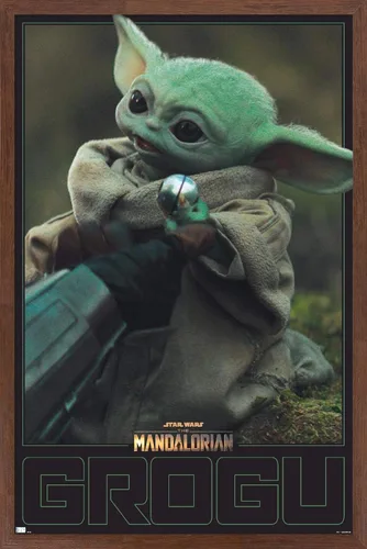 Vista 7 de Trends International Star Wars: The Mandalorian Season 2 - Póster de pared Grogu, 22.4 pulgadas de largo x 14.7 pulgadas, versión enmarcada