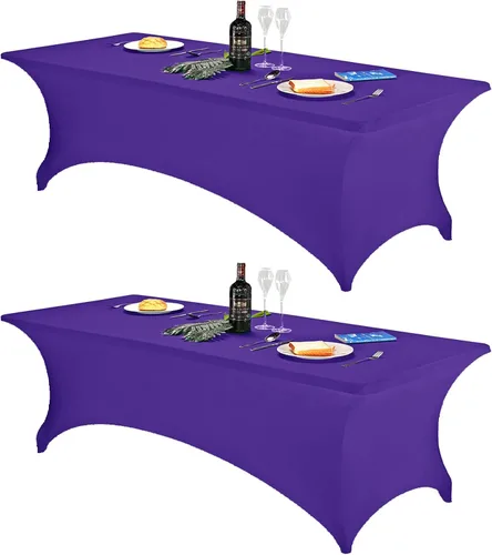 Vista 19 de FORLIFE - Funda de mesa de elastano, mantel ajustado de 4 pies para mesas rectangulares, funda elástica para patio, universal para bodas, banquetes
