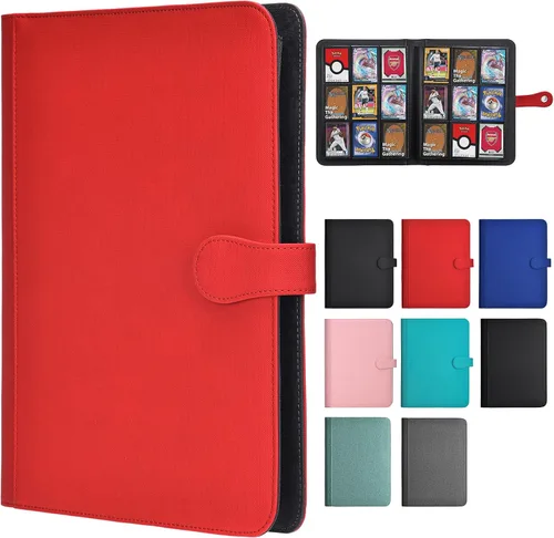Vista 9 de HerriaT Carpeta de tarjetas intercambiables, carpeta de colección de tarjetas de poliuretano de 9 bolsillos para 360 tarjetas, libro de tarjetas