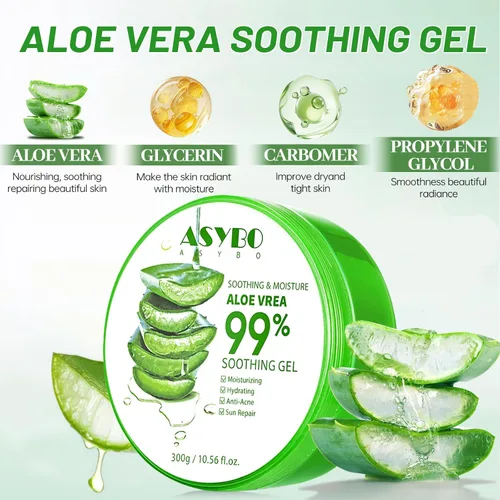 Vista 4 de Gel de aloe vera natural de 10.1 fl oz - Crema hidratante orgánica, calmante e hidratante, reparación de quemaduras solares y cicatrices, cuidado