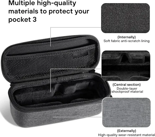 Vista 4 de STARTRC PHOTO Estuche de transporte de doble capa para DJI Osmo Pocket 3/para Xtra Muse, bolsa de almacenamiento dura portátil ligera con correa