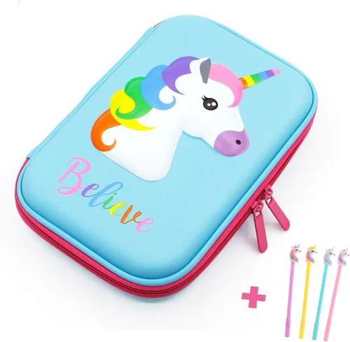 Vista 10 de iDelta - Estuche para lápices, bonito diseño de unicornio de EVA en 3D, resistente a los golpes, gran capacidad, múltiples compartimentos