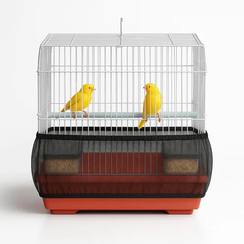 Vista 10 de Jaula universal para pájaros, atrapasador de semillas, cubierta universal de malla elástica para jaulas de animales pequeños, protector duradero