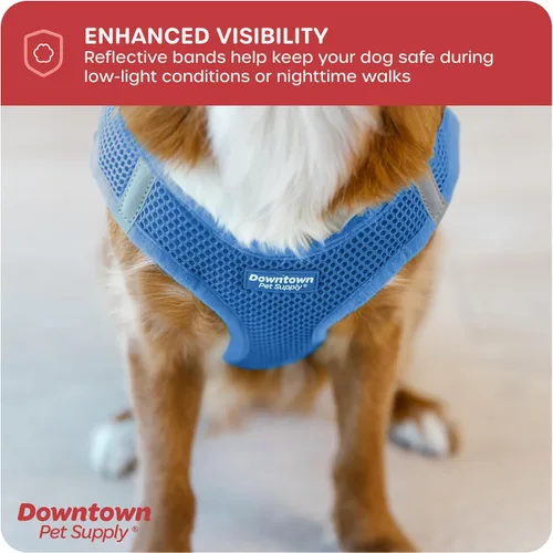 Vista 103 de Downtown Pet Supply Arnés para perro Step-in – Sin tirones, malla acolchada ajustable con ribete reflectante, correa de hebilla segura – Arnés