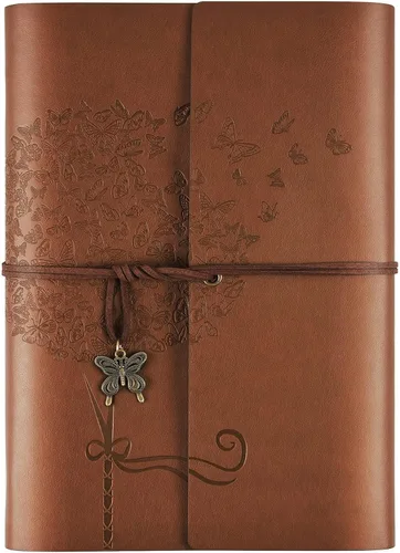 Vista 12 de OMEYA Cuaderno de cuero para diario, planificador de diario de escritura recargable, regalos para mujeres, hombres, niñas, hermanas, amigos