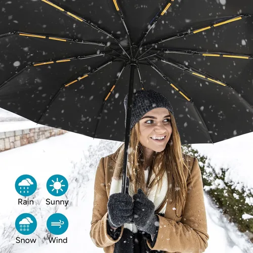 Vista 7 de travel inspira Reverse Umbrella Automatic OpenClose, Inverted Folding Umbrella with Reflective Stripes UPF 50+ 99% UV Protection Compact Heavy-Duty