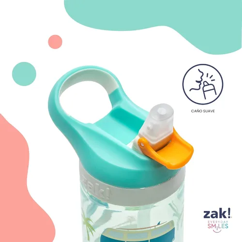 Vista 4 de Zak Designs Minecraft - Botella de agua para niños con popote y asa de transporte integrado, hecha de plástico, diseños de botellas de agua a prueba