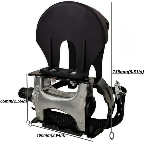 Vista 3 de YBEKI Pedales de bicicleta de spinning de grado profesional con clips para los dedos y correas ajustables 4D - Eje de aleación de 9/16