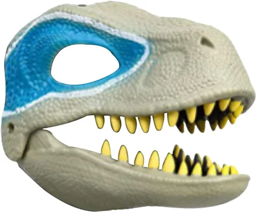 Vista 6 de Máscara de dinosaurio con mandíbula móvil, novedosa máscara de dragón de látex para escenario de vestir