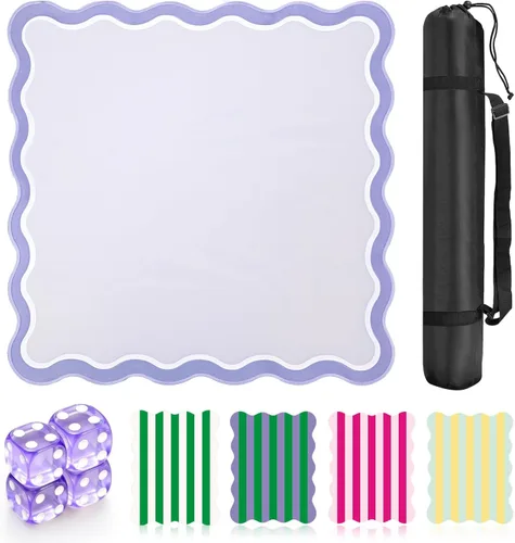 Vista 7 de Mini alfombrilla Mahjong de 22 pulgadas para viajes, tapete portátil Azul Puro