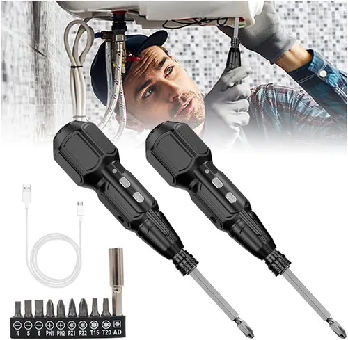 Vista 8 de Destornillador eléctrico inalámbrico, juego de destornilladores eléctricos recargables, kit de herramientas de reparación automática portátil