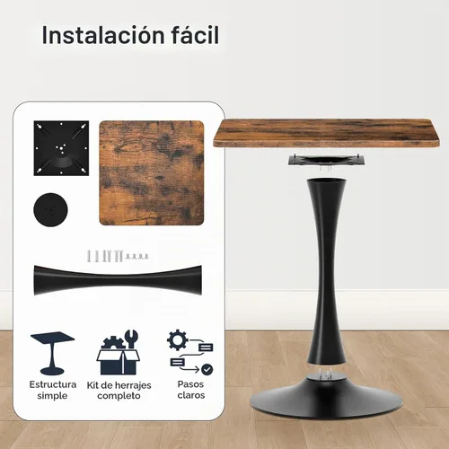 Vista 7 de HOOBRO Mesa de comedor, mesa de comedor cuadrada para 2, mesa de comedor de 27.6 pulgadas para espacios pequeños, mesa de cocina de tulipán, base