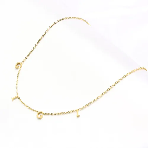 Vista 4 de Collares de letras para mujeres, madre, mamá, abuela, hija, amor, collar personalizado, delicado, chapado en oro de 18 quilates, joyería de acero