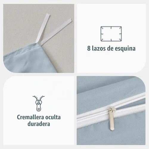 Vista 4 de Lekesky Juego de Funda de Edredón Tamaño King, Funda de Edredón Azul Brumoso, 3 Piezas de Microfibra Ultra Suave Funda de Consolador con Cremallera