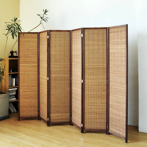 Vista 7 de 3 Panel Bamboo Room Divider for Home & Office, 5.6 ft Tall Folding Partition Wall in Natural Beige, Double-Sided Privacy Screen for Room Separation