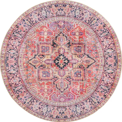Vista 8 de Unique Loom Revival Collection - Alfombra tradicional con borde de medallón rojo/negro (2 pies x 6 pies)