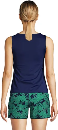 Vista 2 de Lands' End Tankini de cuello alto resistente al cloro para mujer, color azul marino, talla 14, Azul Marino Profundo, 14