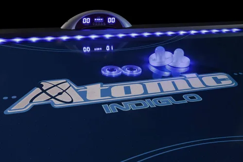 Vista 9 de Mesa de hockey arcade con aire Atomic de 90" Indiglo con luces LED - Incluye discos y empujadores con luz, gris