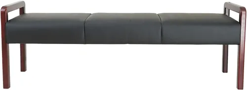 Vista 5 de Alera ALE Reception Lounge WL Series Bench, 65 3/4 x 22 1/4 x 22 7/8, negro/caoba