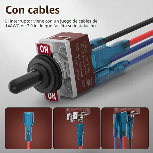Vista 5 de DaierTek Interruptor de Polaridad Inversa con Enganche 12V 30A Interruptor de Palanca de 3 Posiciones Impermeable DPDT 4 Pines ON OFF ON Interruptor