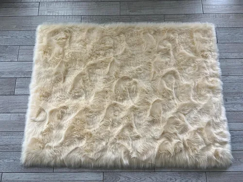Vista 31 de LAMBZY Elegante y sofisticada alfombra rectangular de piel de oveja (beige, 2 x 3 pies)